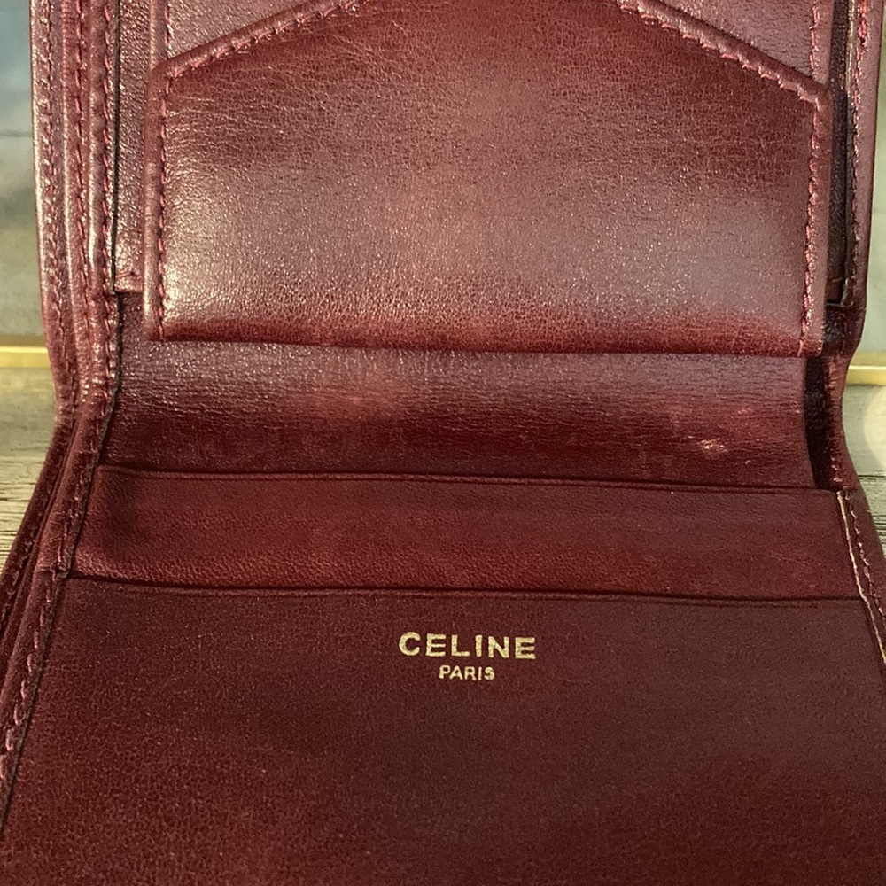 Authentic CELINE Vintage Burgundy Leather Bifold - Picture 6 of 11